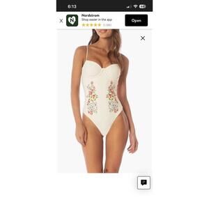 New $208 Maaji Flowering Vines Camilla Lace-Up One-Piece Swimsuit Size small